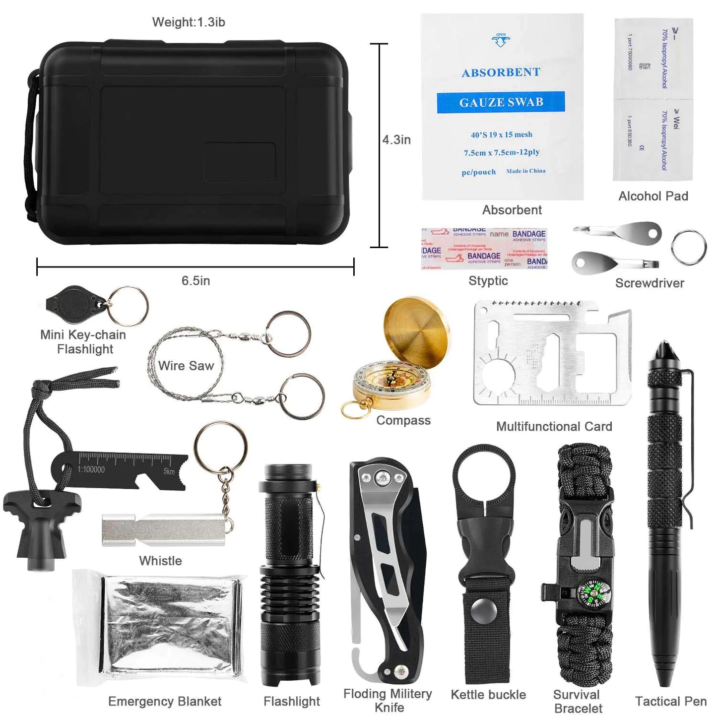 18-in-1 Outdoor Survival Gear Kit for Camping Trips