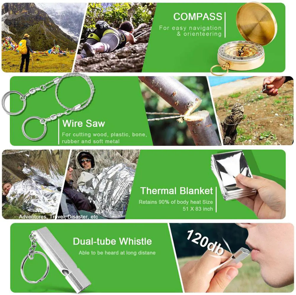 18-in-1 Outdoor Survival Gear Kit for Camping Trips